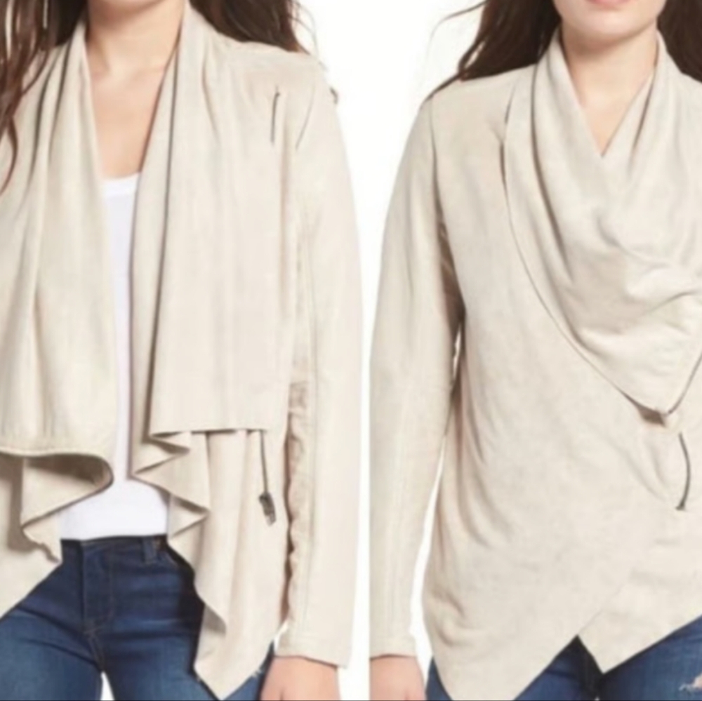 Blank NYC Faux Leather Drape Front Jacket M